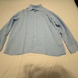 Vineyard Vines Surfside Solid Linen Shirt Men's Shirt in Jake Blue